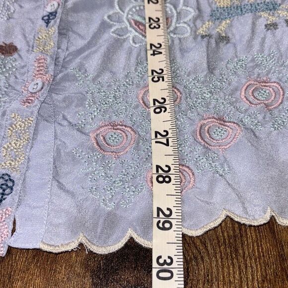 Biya Johnny Was embroidered blouse top silk boho Sz M Periwinkle - Picture 13 of 13